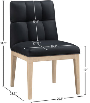 Meridian Furniture Adrian Vegan Leather Dining Chair with Solid Wood Legs Modern Upholstered Seat for Any Room Black Set of 1 971Black-SC