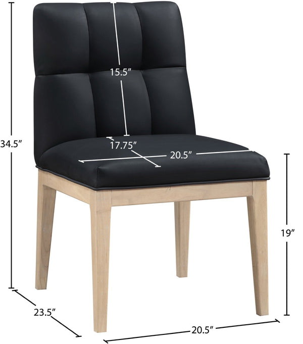 Meridian Furniture Adrian Vegan Leather Dining Chair with Solid Wood Legs Modern Upholstered Seat for Any Room Black Set of 1 971Black-SC