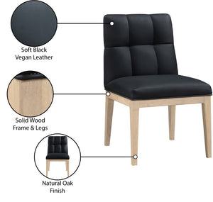 Meridian Furniture Adrian Vegan Leather Dining Chair with Solid Wood Legs Modern Upholstered Seat for Any Room Black Set of 1 971Black-SC