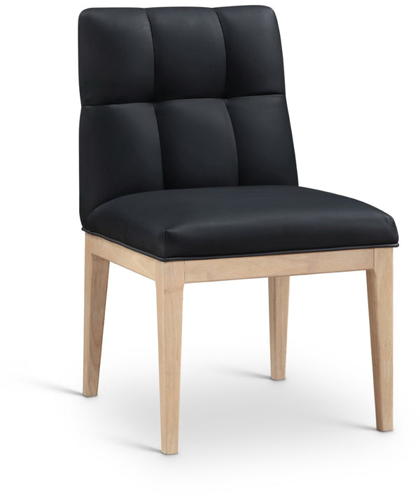 Meridian Furniture Adrian Vegan Leather Dining Chair with Solid Wood Legs Modern Upholstered Seat for Any Room Black Set of 1 971Black-SC