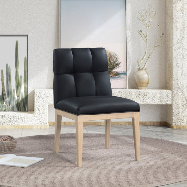 Meridian Furniture Adrian Vegan Leather Dining Chair with Solid Wood Legs Modern Upholstered Seat for Any Room Black Set of 1 971Black-SC