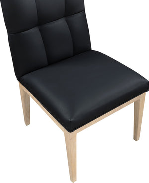 Meridian Furniture Adrian Vegan Leather Dining Chair with Solid Wood Legs Modern Upholstered Seat for Any Room Black Set of 1 971Black-SC