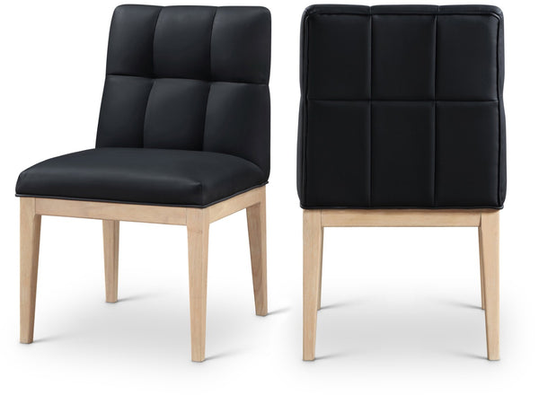 Meridian Furniture Adrian Vegan Leather Dining Chair with Solid Wood Legs Modern Upholstered Seat for Any Room Black Set of 1 971Black-SC