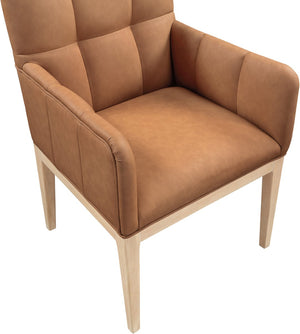 Meridian Furniture Adrian Vegan Leather Dining Arm Chair with Solid Wood Frame for Modern Home Seating Cognac 971 971Cognac-AC
