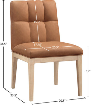 Meridian Furniture Adrian Vegan Leather Dining Chair with Solid Wood Legs Modern Upholstered Seat for Any Room Cognac Set of 1 971Cognac-SC