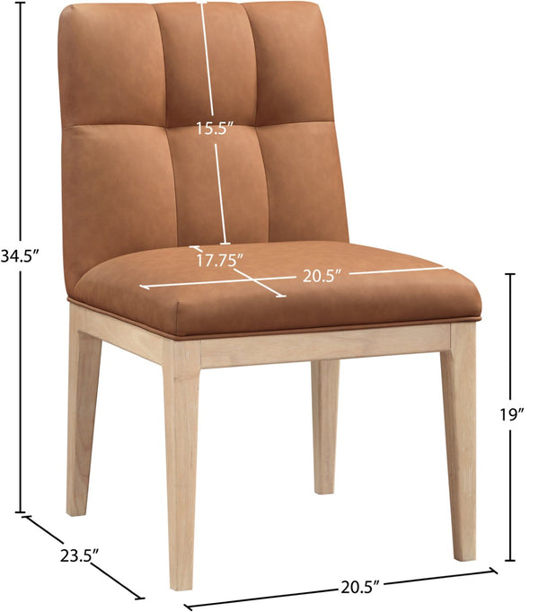 Meridian Furniture Adrian Vegan Leather Dining Chair with Solid Wood Legs Modern Upholstered Seat for Any Room Cognac Set of 1 971Cognac-SC