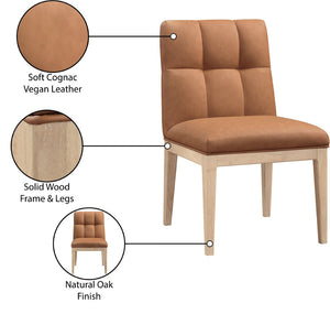 Meridian Furniture Adrian Vegan Leather Dining Chair with Solid Wood Legs Modern Upholstered Seat for Any Room Cognac Set of 1 971Cognac-SC
