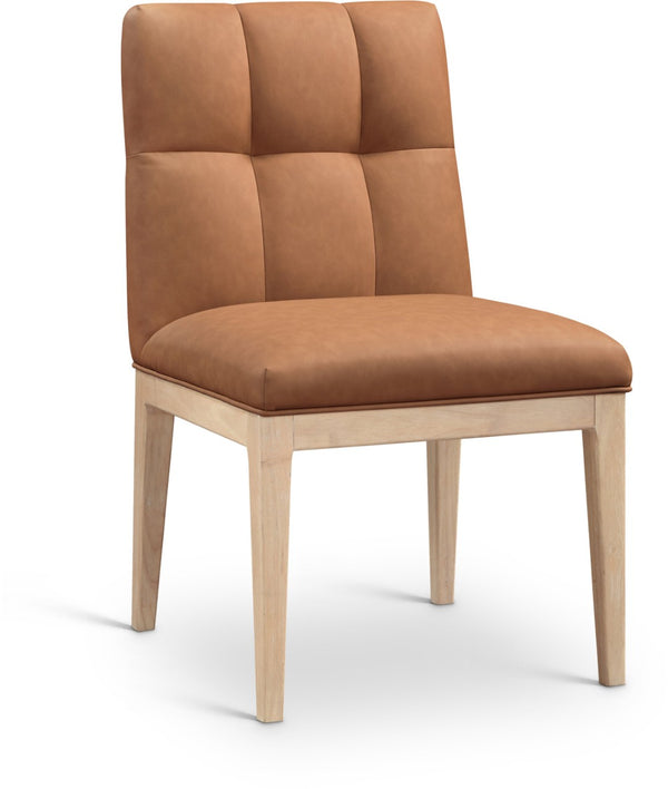 Meridian Furniture Adrian Vegan Leather Dining Chair with Solid Wood Legs Modern Upholstered Seat for Any Room Cognac Set of 1 971Cognac-SC