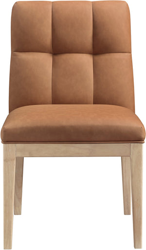 Meridian Furniture Adrian Vegan Leather Dining Chair with Solid Wood Legs Modern Upholstered Seat for Any Room Cognac Set of 1 971Cognac-SC