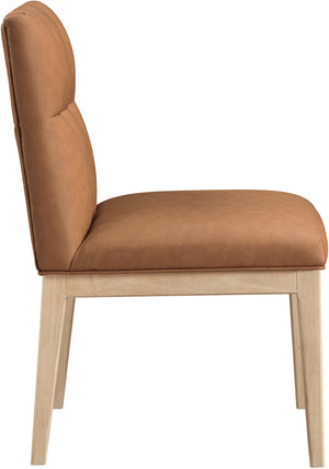 Meridian Furniture Adrian Vegan Leather Dining Chair with Solid Wood Legs Modern Upholstered Seat for Any Room Cognac Set of 1 971Cognac-SC