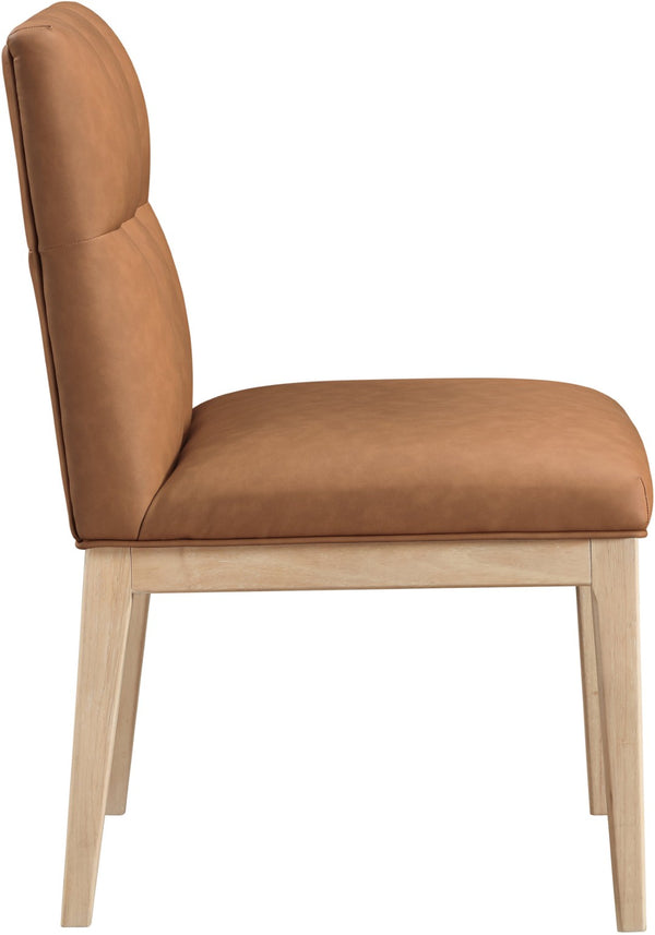 Meridian Furniture Adrian Vegan Leather Dining Chair with Solid Wood Legs Modern Upholstered Seat for Any Room Cognac Set of 1 971Cognac-SC