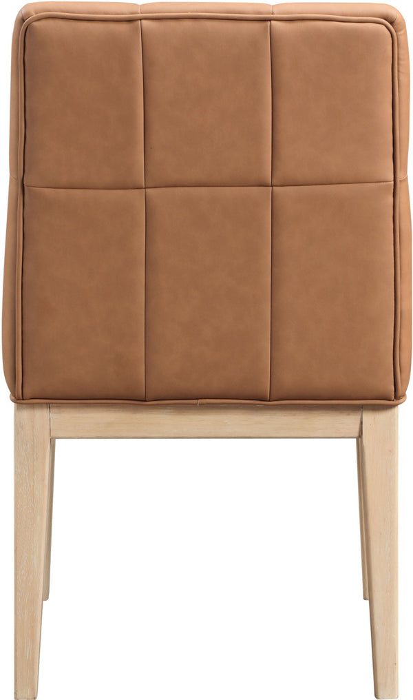 Meridian Furniture Adrian Vegan Leather Dining Chair with Solid Wood Legs Modern Upholstered Seat for Any Room Cognac Set of 1 971Cognac-SC