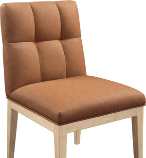 Meridian Furniture Adrian Vegan Leather Dining Chair with Solid Wood Legs Modern Upholstered Seat for Any Room Cognac Set of 1 971Cognac-SC