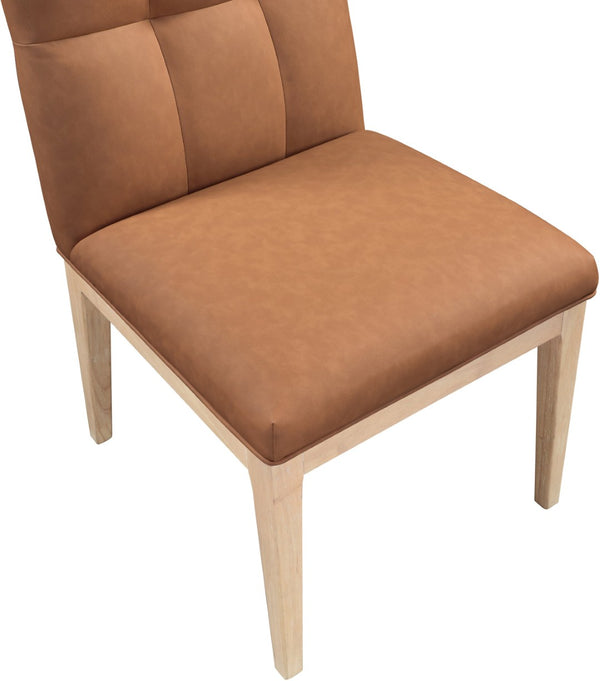 Meridian Furniture Adrian Vegan Leather Dining Chair with Solid Wood Legs Modern Upholstered Seat for Any Room Cognac Set of 1 971Cognac-SC