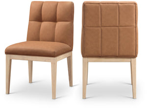 Meridian Furniture Adrian Vegan Leather Dining Chair with Solid Wood Legs Modern Upholstered Seat for Any Room Cognac Set of 1 971Cognac-SC