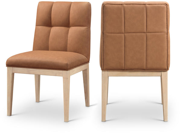 Meridian Furniture Adrian Vegan Leather Dining Chair with Solid Wood Legs Modern Upholstered Seat for Any Room Cognac Set of 1 971Cognac-SC