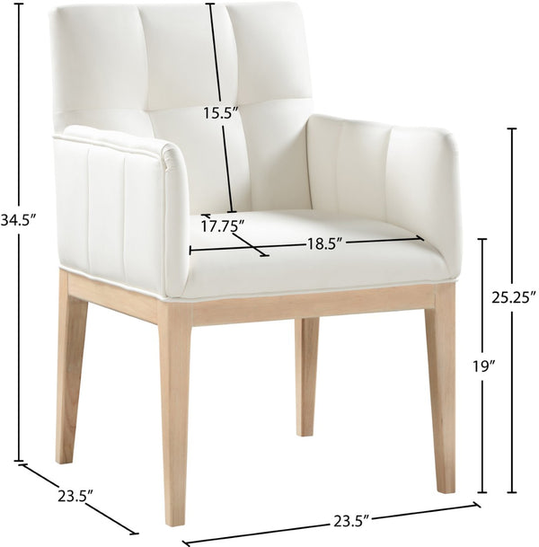 Meridian Furniture Adrian Vegan Leather Dining Arm Chair with Solid Wood Frame for Modern Home Seating Cream 971 971Cream-AC
