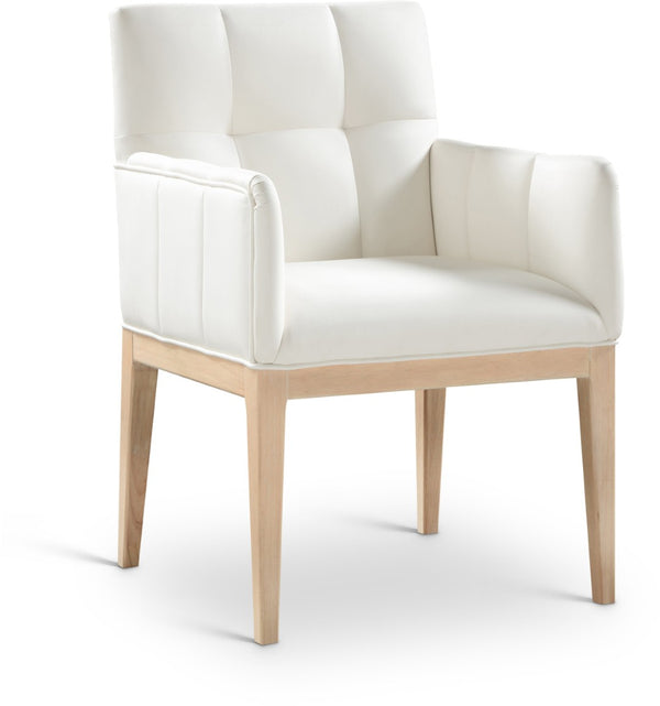 Meridian Furniture Adrian Vegan Leather Dining Arm Chair with Solid Wood Frame for Modern Home Seating Cream 971 971Cream-AC