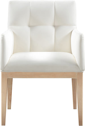 Meridian Furniture Adrian Vegan Leather Dining Arm Chair with Solid Wood Frame for Modern Home Seating Cream 971 971Cream-AC