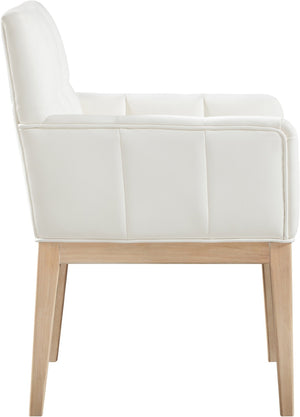 Meridian Furniture Adrian Vegan Leather Dining Arm Chair with Solid Wood Frame for Modern Home Seating Cream 971 971Cream-AC