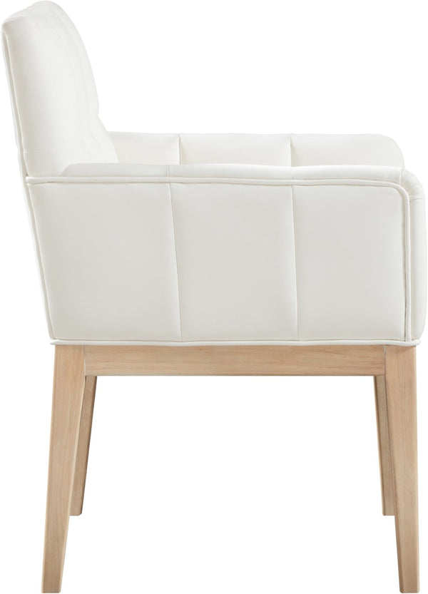 Meridian Furniture Adrian Vegan Leather Dining Arm Chair with Solid Wood Frame for Modern Home Seating Cream 971 971Cream-AC