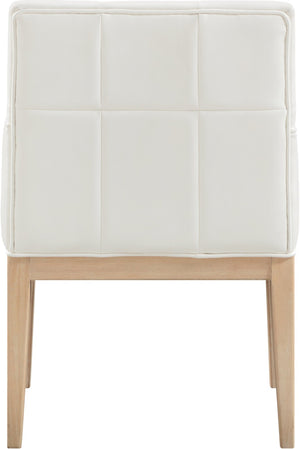 Meridian Furniture Adrian Vegan Leather Dining Arm Chair with Solid Wood Frame for Modern Home Seating Cream 971 971Cream-AC