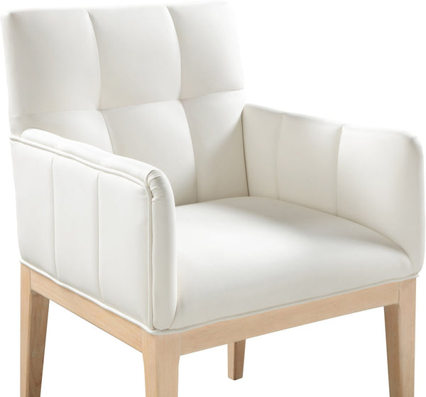 Meridian Furniture Adrian Vegan Leather Dining Arm Chair with Solid Wood Frame for Modern Home Seating Cream 971 971Cream-AC