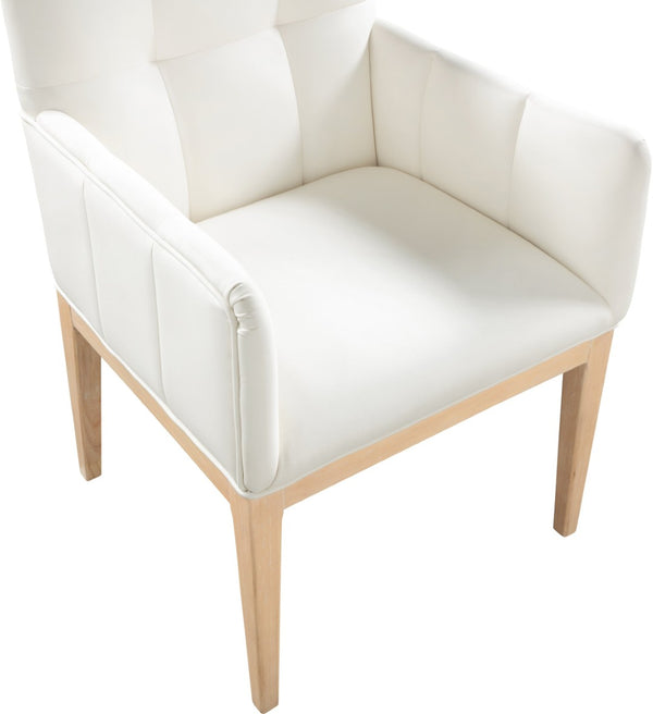 Meridian Furniture Adrian Vegan Leather Dining Arm Chair with Solid Wood Frame for Modern Home Seating Cream 971 971Cream-AC