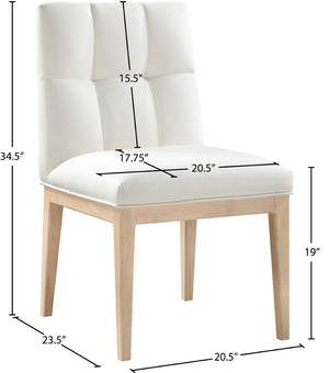 Meridian Furniture Adrian Vegan Leather Dining Chair with Solid Wood Legs Modern Upholstered Seat for Any Room Cream Set of 1 971Cream-SC