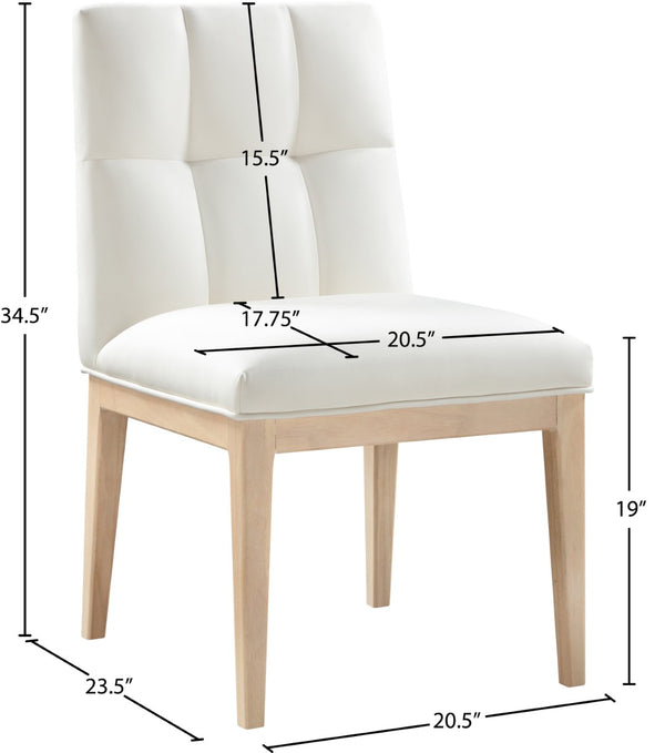 Meridian Furniture Adrian Vegan Leather Dining Chair with Solid Wood Legs Modern Upholstered Seat for Any Room Cream Set of 1 971Cream-SC