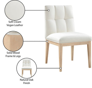 Meridian Furniture Adrian Vegan Leather Dining Chair with Solid Wood Legs Modern Upholstered Seat for Any Room Cream Set of 1 971Cream-SC