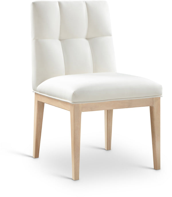 Meridian Furniture Adrian Vegan Leather Dining Chair with Solid Wood Legs Modern Upholstered Seat for Any Room Cream Set of 1 971Cream-SC