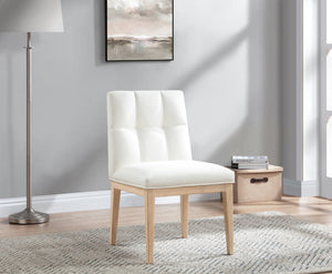 Meridian Furniture Adrian Vegan Leather Dining Chair with Solid Wood Legs Modern Upholstered Seat for Any Room Cream Set of 1 971Cream-SC
