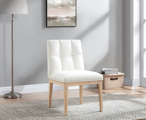 Meridian Furniture Adrian Vegan Leather Dining Chair with Solid Wood Legs Modern Upholstered Seat for Any Room Cream Set of 1 971Cream-SC