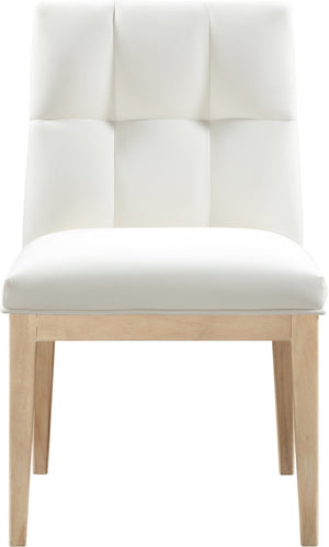 Meridian Furniture Adrian Vegan Leather Dining Chair with Solid Wood Legs Modern Upholstered Seat for Any Room Cream Set of 1 971Cream-SC