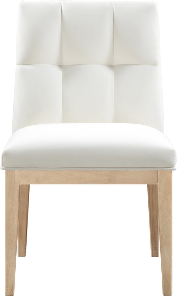 Meridian Furniture Adrian Vegan Leather Dining Chair with Solid Wood Legs Modern Upholstered Seat for Any Room Cream Set of 1 971Cream-SC
