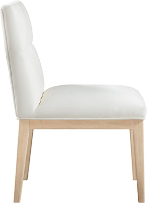 Meridian Furniture Adrian Vegan Leather Dining Chair with Solid Wood Legs Modern Upholstered Seat for Any Room Cream Set of 1 971Cream-SC