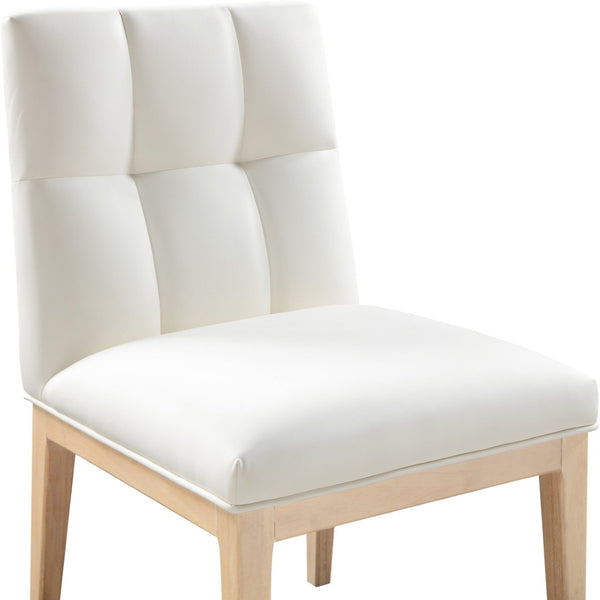 Meridian Furniture Adrian Vegan Leather Dining Chair with Solid Wood Legs Modern Upholstered Seat for Any Room Cream Set of 1 971Cream-SC