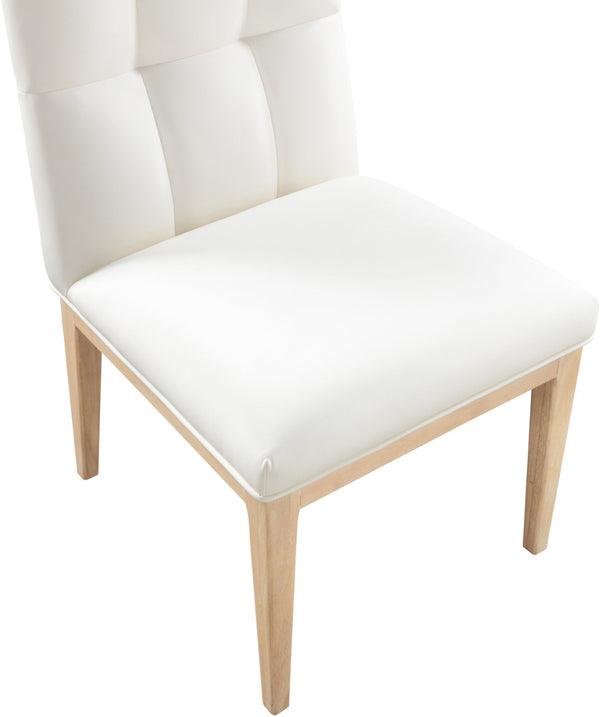 Meridian Furniture Adrian Vegan Leather Dining Chair with Solid Wood Legs Modern Upholstered Seat for Any Room Cream Set of 1 971Cream-SC