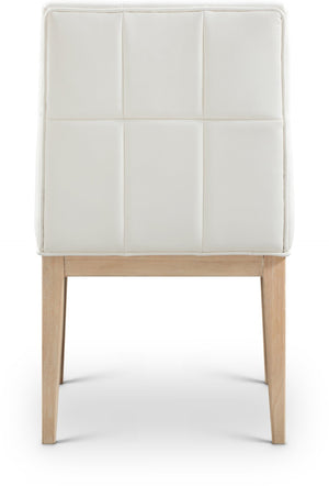 Meridian Furniture Adrian Vegan Leather Dining Chair with Solid Wood Legs Modern Upholstered Seat for Any Room Cream Set of 1 971Cream-SC