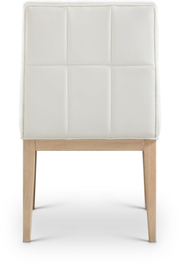Meridian Furniture Adrian Vegan Leather Dining Chair with Solid Wood Legs Modern Upholstered Seat for Any Room Cream Set of 1 971Cream-SC