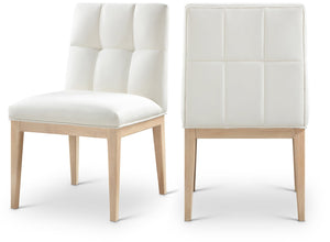 Meridian Furniture Adrian Vegan Leather Dining Chair with Solid Wood Legs Modern Upholstered Seat for Any Room Cream Set of 1 971Cream-SC