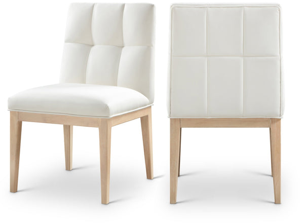 Meridian Furniture Adrian Vegan Leather Dining Chair with Solid Wood Legs Modern Upholstered Seat for Any Room Cream Set of 1 971Cream-SC