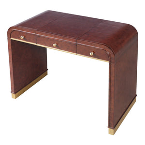 English Elm Classic Flip Top Vanity Desk with Gold Accents 2 Drawer Retro Bedroom Dressing Table Espresso N704P381406P