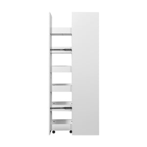 English Elm White,Large, Slim 6-Tier Rolling Storage Cart with Handle & Wheels for Narrow Spaces, Pantry Organizer W331P295244
