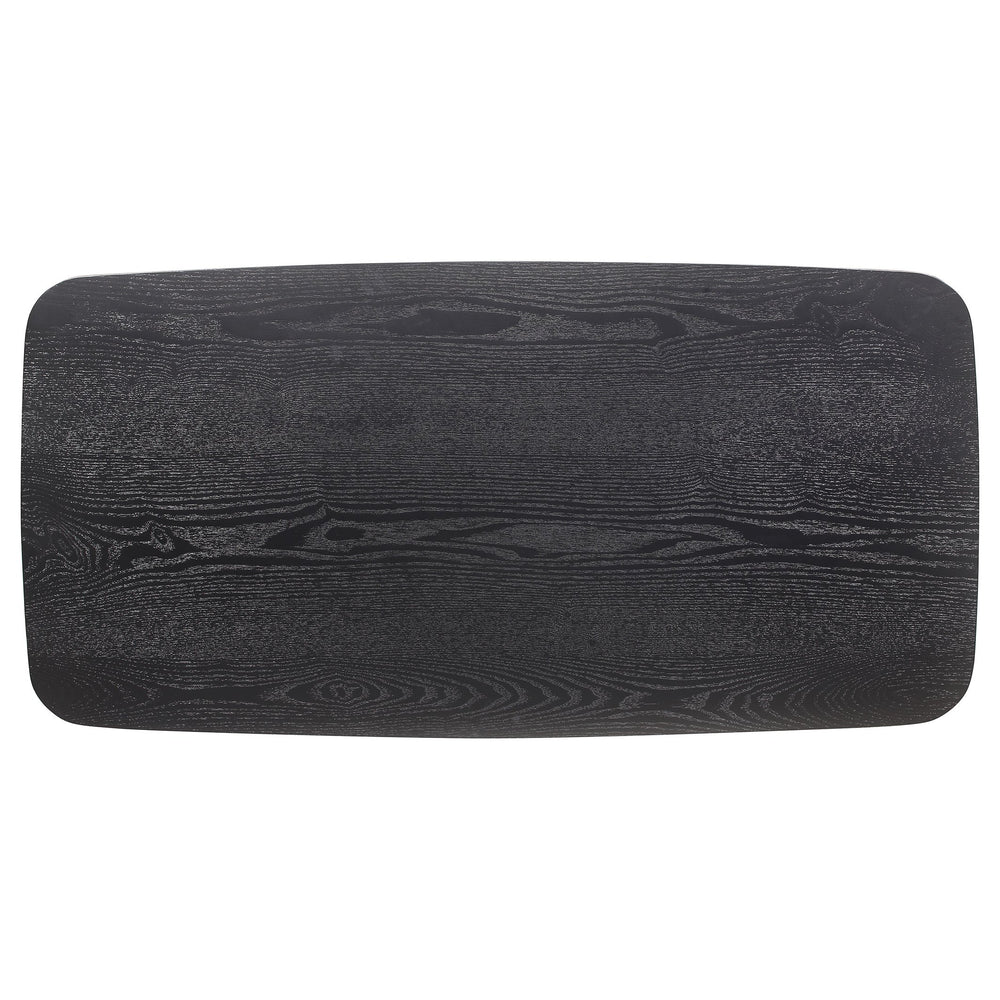 English Elm Bivens Black 3-piece Rectangular Coffee Table Set — Mid-Century Black Ash Veneer, Solid Wood Durability B062P299899