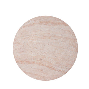 English Elm 27.5" Round Mgo Coffee Table Travertine Stone Finish Indoor Outdoor Patio Use N772P306665T