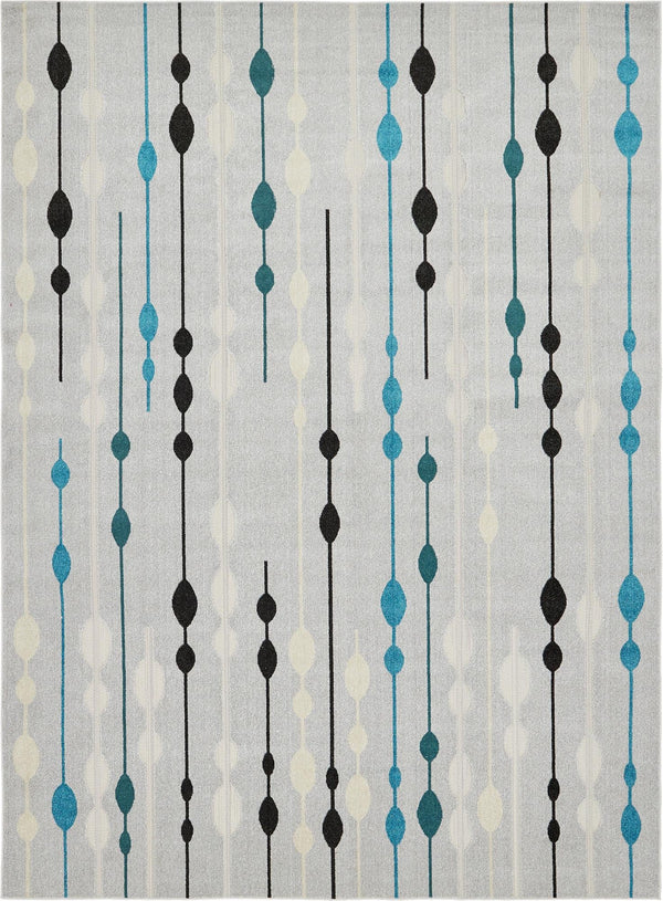 Unique Loom Outdoor Modern Seattle Machine Made Geometric Rug Gray, Black/Blue/Cream/Turquoise 9' 0" x 12' 0"