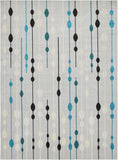 Unique Loom Outdoor Modern Seattle Machine Made Geometric Rug Gray, Black/Blue/Cream/Turquoise 9' 0" x 12' 0"