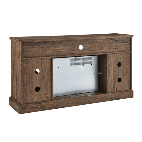 English Elm 60 Inch Farmhouse Electric Fireplace Tv Stand with Led Flame and Cabinet Storage Reclaimed Barnwood W1769S00005